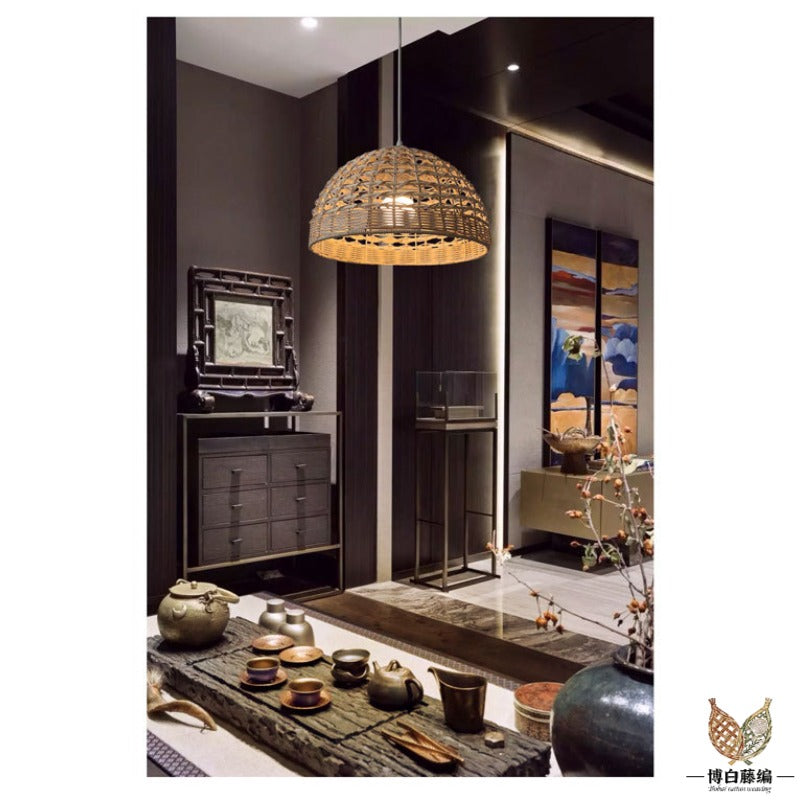 Handwoven Rattan Pendant Lamp Shade, Modern Home, Natural