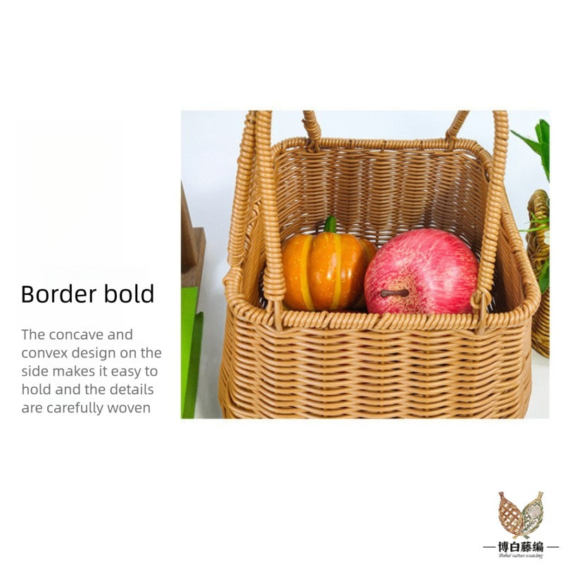Handwoven Rattan Basket, New Style Bunny Fruit Storage, Rustic Wedding Photography Prop, Eco-Friendly, Natural