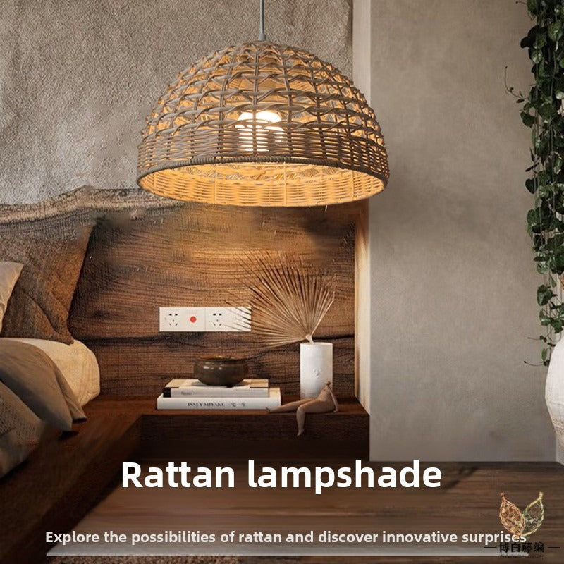Handwoven Rattan Pendant Lamp Shade, Modern Home, Natural