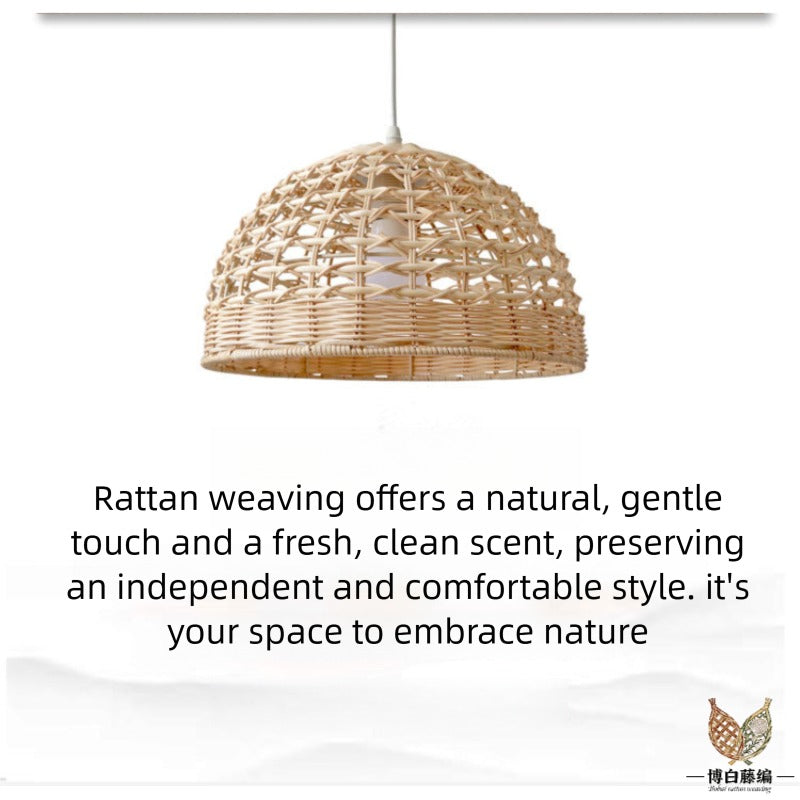 Handwoven Rattan Pendant Lamp Shade, Modern Home, Natural