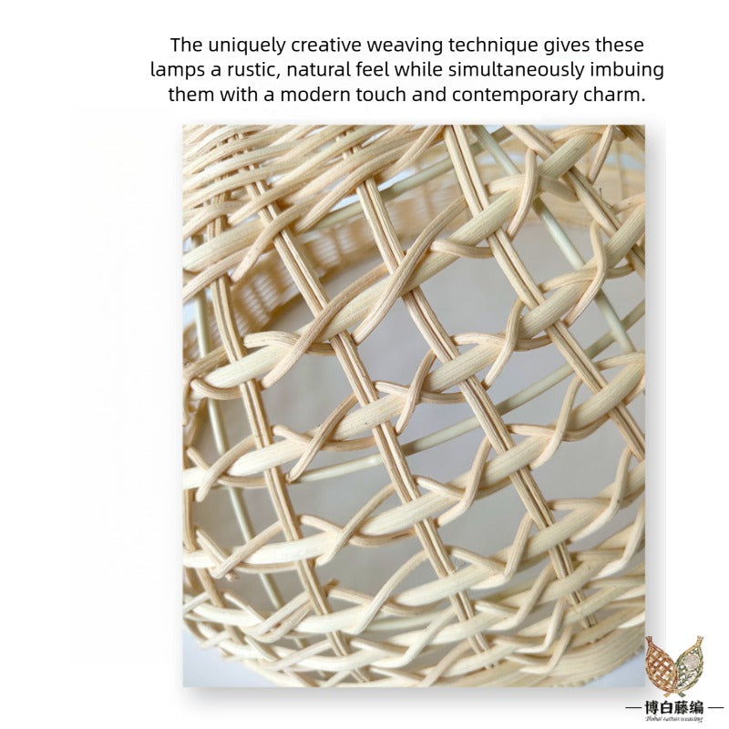 Handwoven Rattan Pendant Lamp Shade, Modern Home, Natural