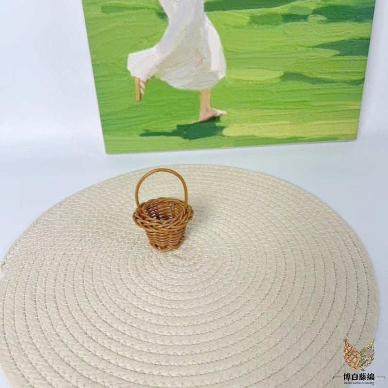 Handmade Wicker Mini Basket, Handmade Wall Hanging, Wall-Mounted Toy Decor, Photography Prop Decor