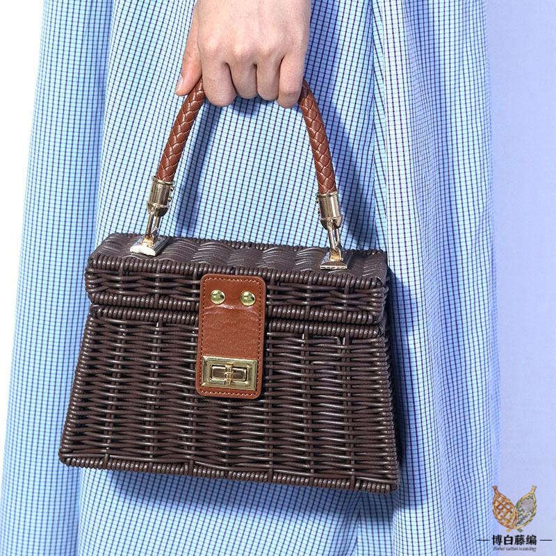 Handmade Woven Rattan Bag, Summer Beach Travel Tote, Eco-Friendly Purse
