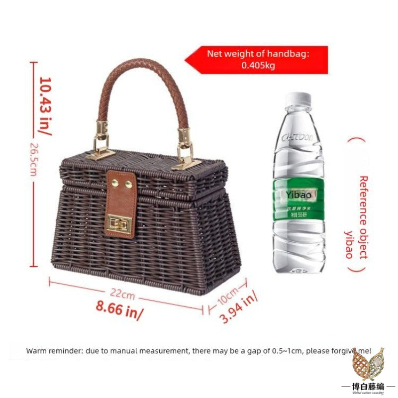 Handmade Woven Rattan Bag, Summer Beach Travel Tote, Eco-Friendly Purse