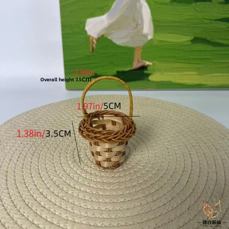 Handmade Wicker Mini Basket, Handmade Wall Hanging, Wall-Mounted Toy Decor, Photography Prop Decor