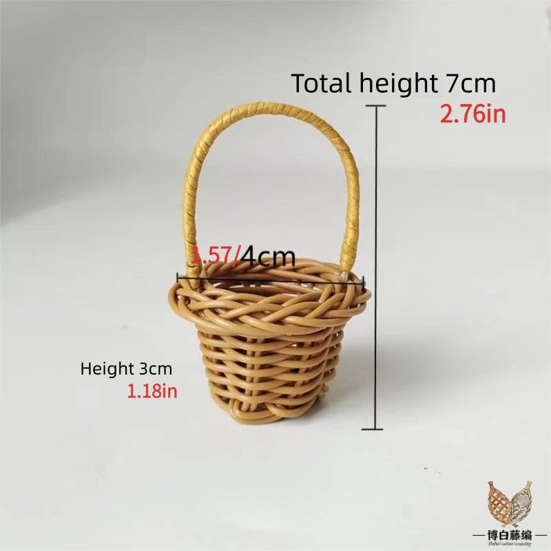 Handmade Wicker Mini Basket, Handmade Wall Hanging, Wall-Mounted Toy Decor, Photography Prop Decor