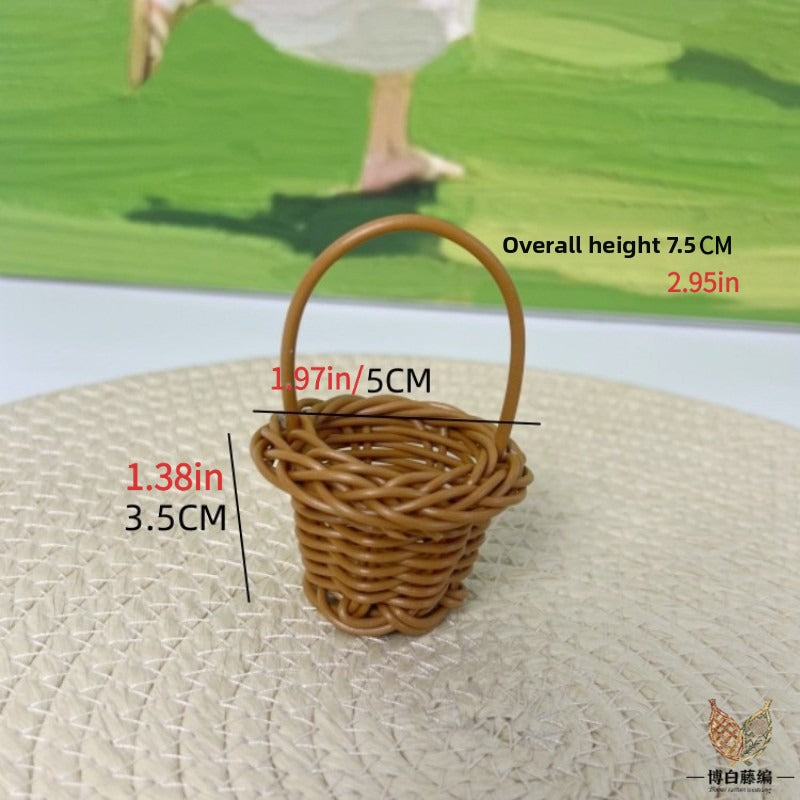 Handmade Wicker Mini Basket, Handmade Wall Hanging, Wall-Mounted Toy Decor, Photography Prop Decor