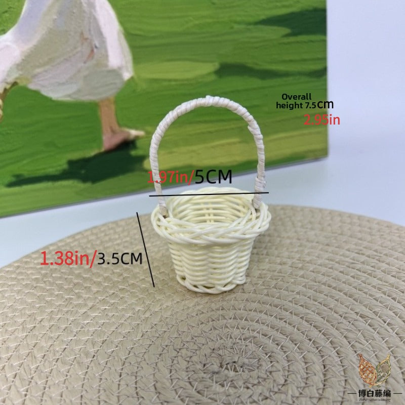 Handmade Wicker Mini Basket, Handmade Wall Hanging, Wall-Mounted Toy Decor, Photography Prop Decor