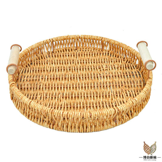 Handwoven Rattan Bread Tray, Eco-Friendly Natural Fruit & Snack Tray, Desktop Storage