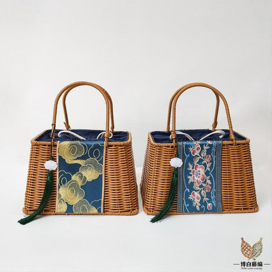 Handwoven Rattan Tote, Eco-Friendly Bohemian Bag for Women, Artisan Crafted Storage Purse