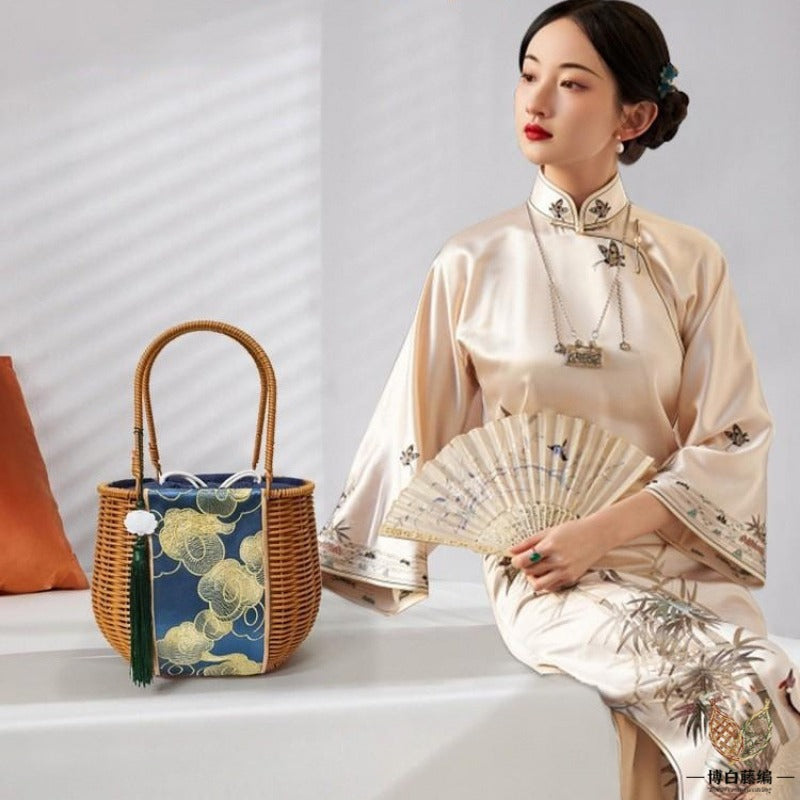 Handwoven Rattan Tote, Eco-Friendly Bohemian Bag for Women, Artisan Crafted Storage Purse