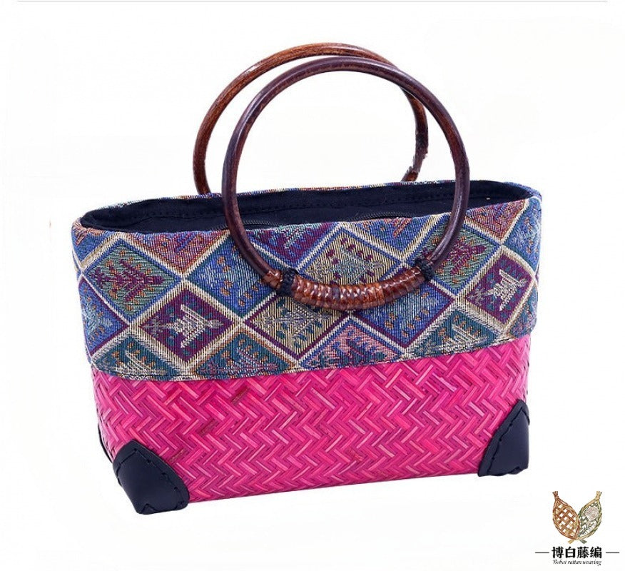 Handwoven Bamboo Tote, Eco-Friendly Bohemian Bag for Women, Artisan Crafted Shoulder Bag
