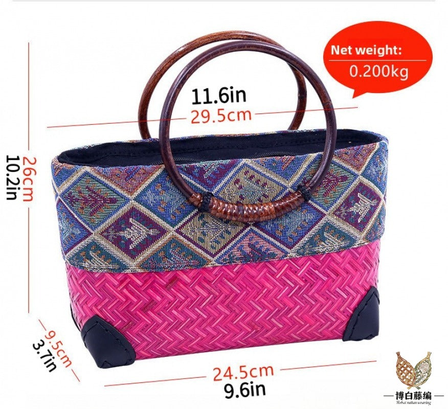 Handwoven Bamboo Tote, Eco-Friendly Bohemian Bag for Women, Artisan Crafted Shoulder Bag