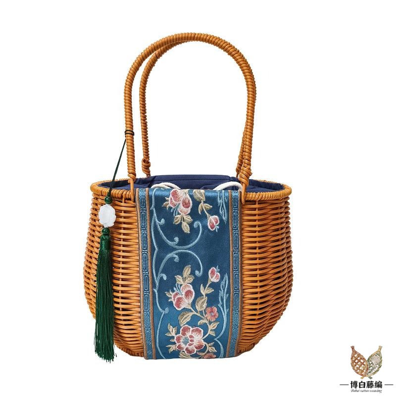 Handwoven Rattan Tote, Eco-Friendly Bohemian Bag for Women, Artisan Crafted Storage Purse