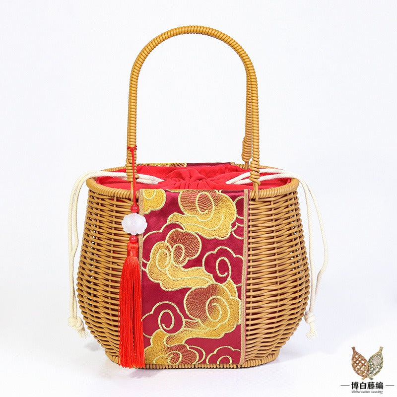 Handwoven Rattan Tote, Eco-Friendly Bohemian Bag for Women, Artisan Crafted Storage Purse