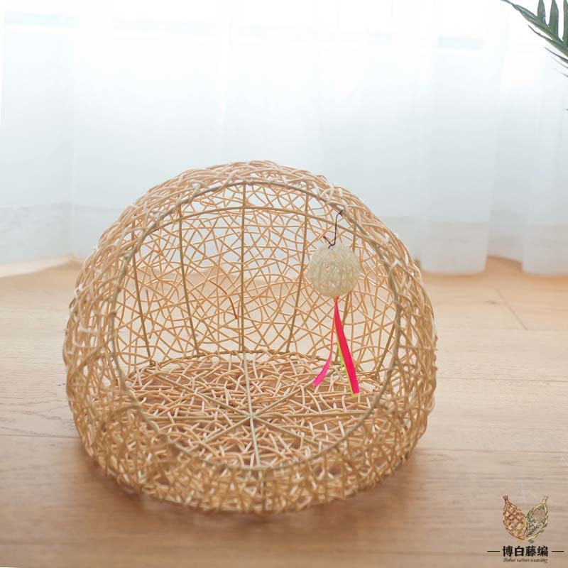 Handcrafted Rattan Dog Bed, Eco-Friendly All-Season Pet Bed, Handwoven