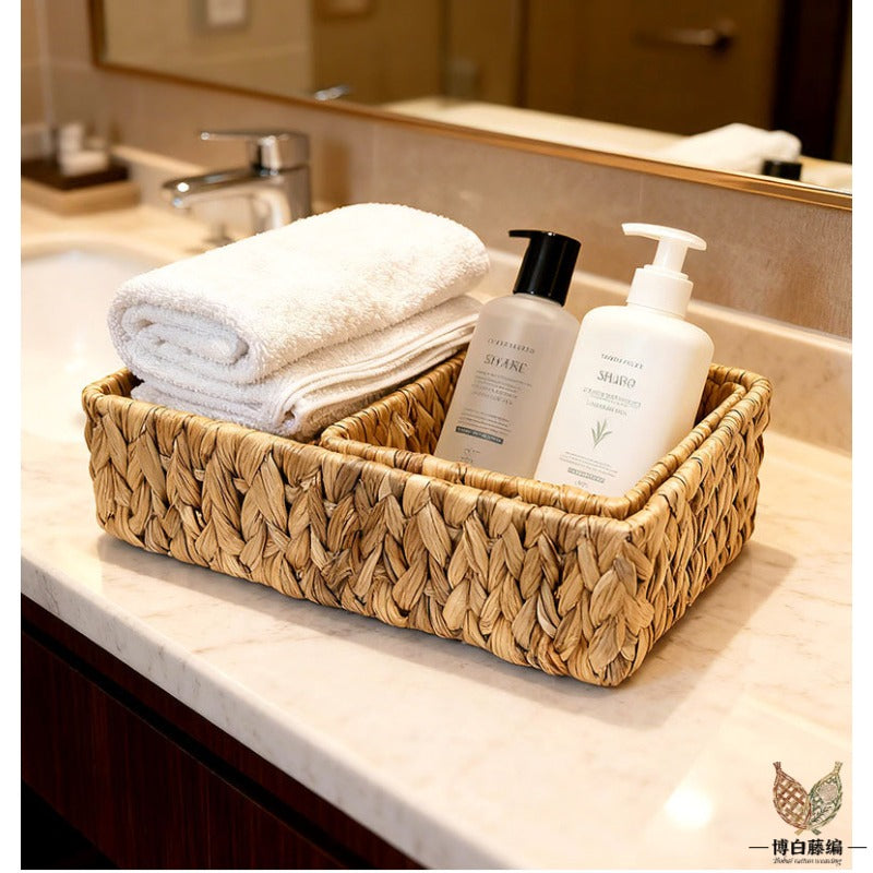 Handwoven Water Hyacinth Storage Basket, Eco-Friendly Multi-Purpose Organizer for Home