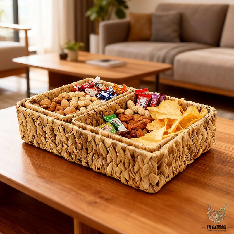 Handwoven Water Hyacinth Storage Basket, Eco-Friendly Multi-Purpose Organizer for Home