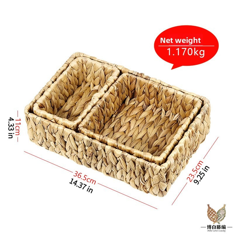 Handwoven Water Hyacinth Storage Basket, Eco-Friendly Multi-Purpose Organizer for Home