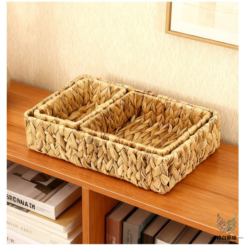 Handwoven Water Hyacinth Storage Basket, Eco-Friendly Multi-Purpose Organizer for Home