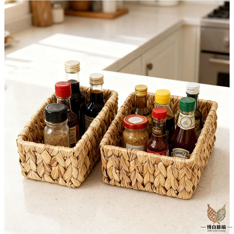Handwoven Water Hyacinth Storage Basket, Eco-Friendly Multi-Purpose Organizer for Home