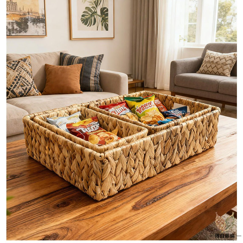 Handwoven Water Hyacinth Storage Basket, Eco-Friendly Multi-Purpose Organizer for Home