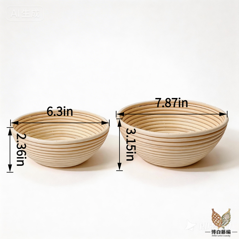 Bread Proofing Basket – Handwoven Rattan Banneton with Linen Liner, 6 Kits