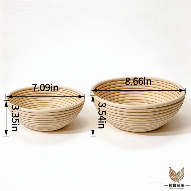 Bread Proofing Basket – Handwoven Rattan Banneton with Linen Liner, 6 Kits