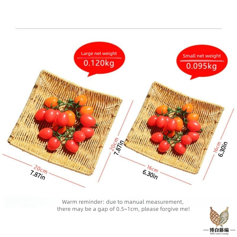 Handwoven Eco-Friendly Rattan Snack Basket for Bread & Fruit