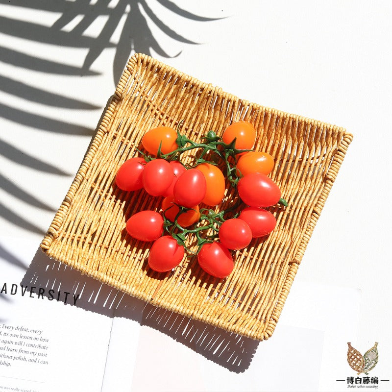 Handwoven Eco-Friendly Rattan Snack Basket for Bread & Fruit