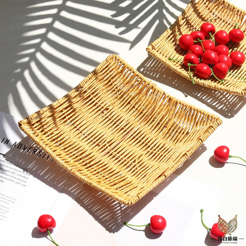 Handwoven Eco-Friendly Rattan Snack Basket for Bread & Fruit