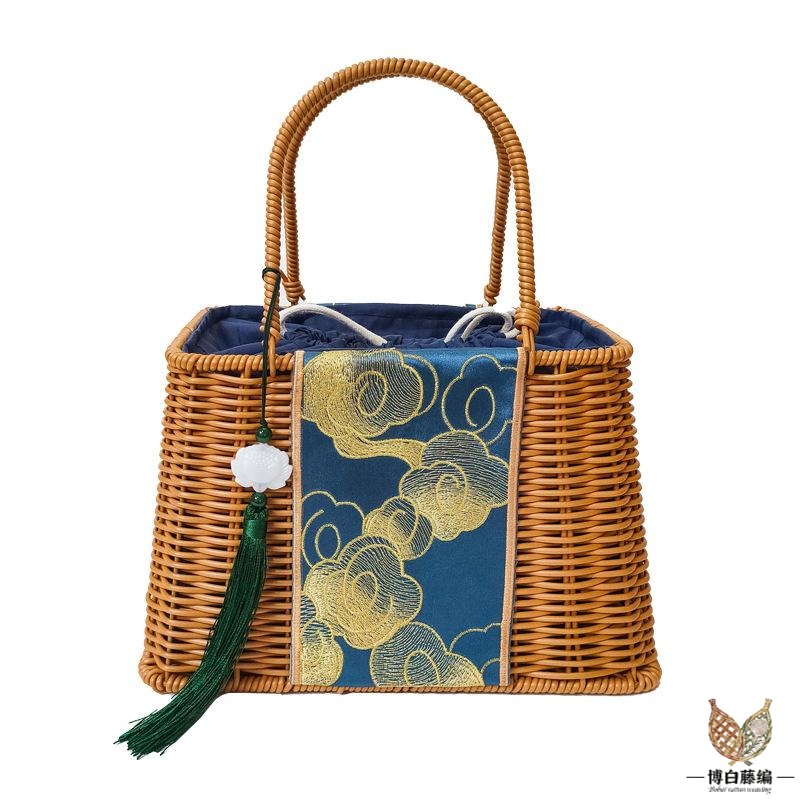 Handwoven Rattan Tote, Eco-Friendly Bohemian Bag for Women, Artisan Crafted Storage Purse