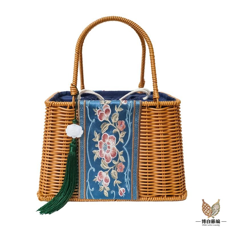 Handwoven Rattan Tote, Eco-Friendly Bohemian Bag for Women, Artisan Crafted Storage Purse
