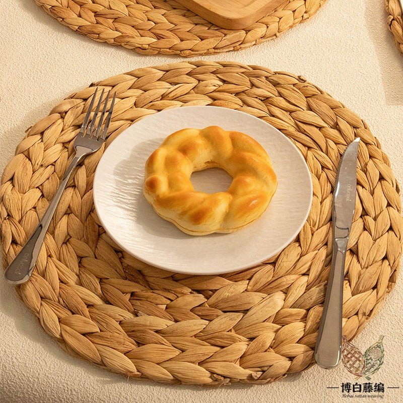 Handwoven Rattan Placemat, Natural Round Trivet for Table, Eco-Friendly Home Decor Coaster
