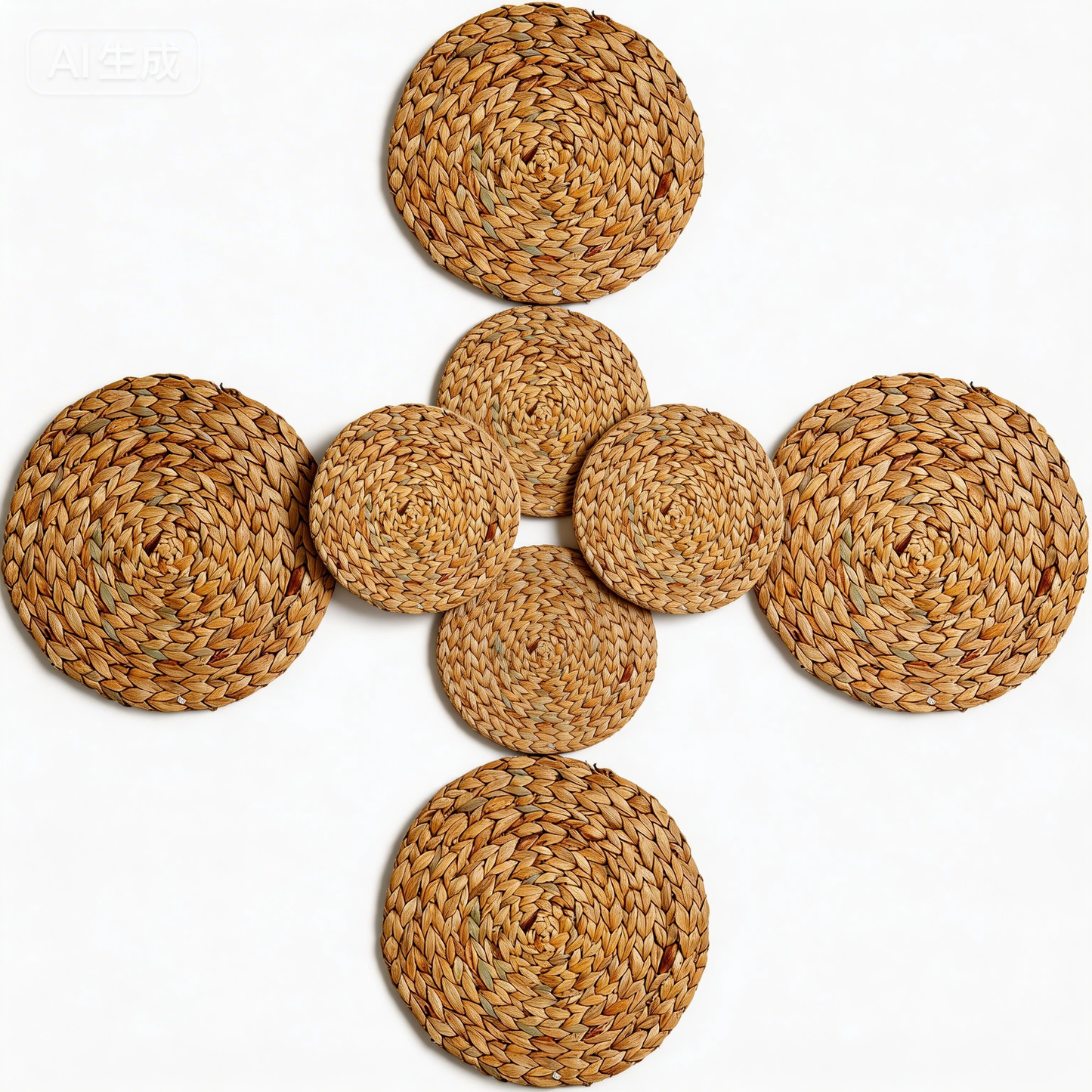 Handwoven Rattan Placemat, Natural Round Trivet for Table, Eco-Friendly Home Decor Coaster