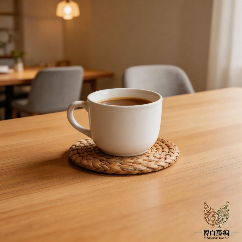 Handwoven Rattan Placemat, Natural Round Trivet for Table, Eco-Friendly Home Decor Coaster