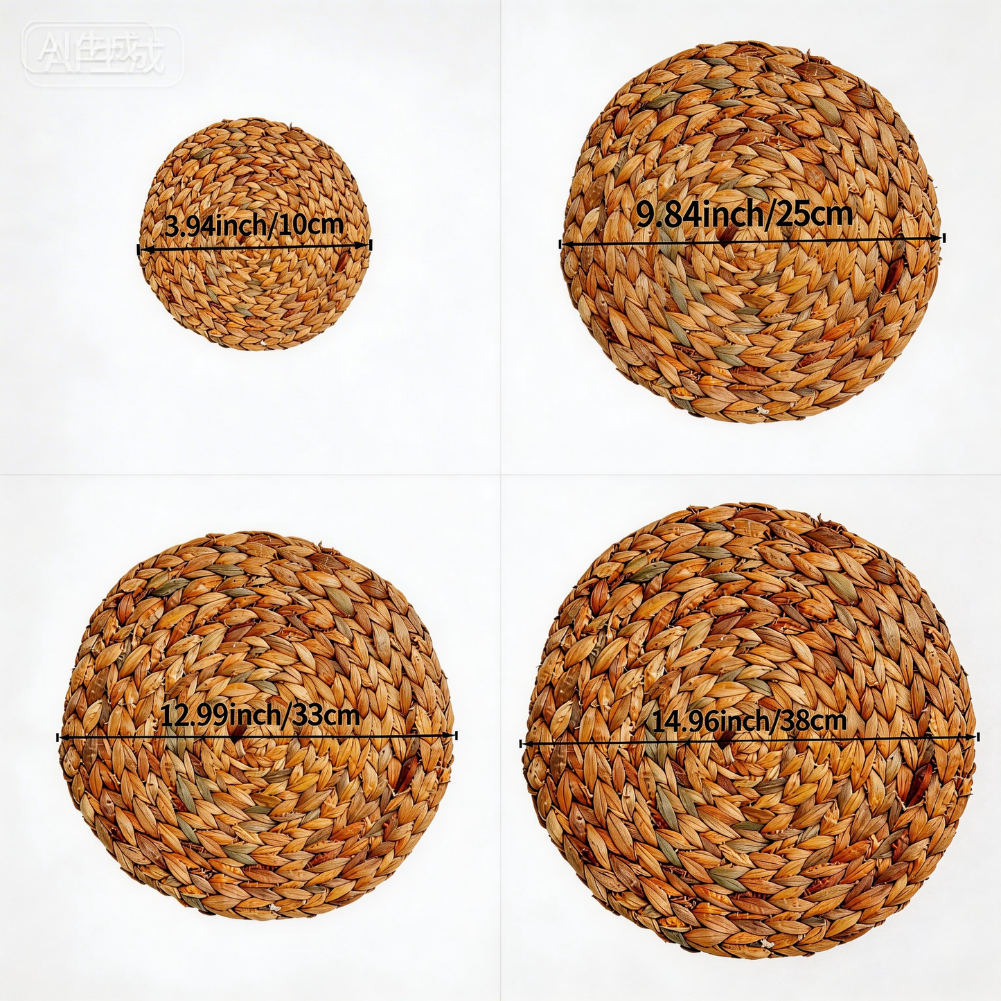Handwoven Rattan Placemat, Natural Round Trivet for Table, Eco-Friendly Home Decor Coaster